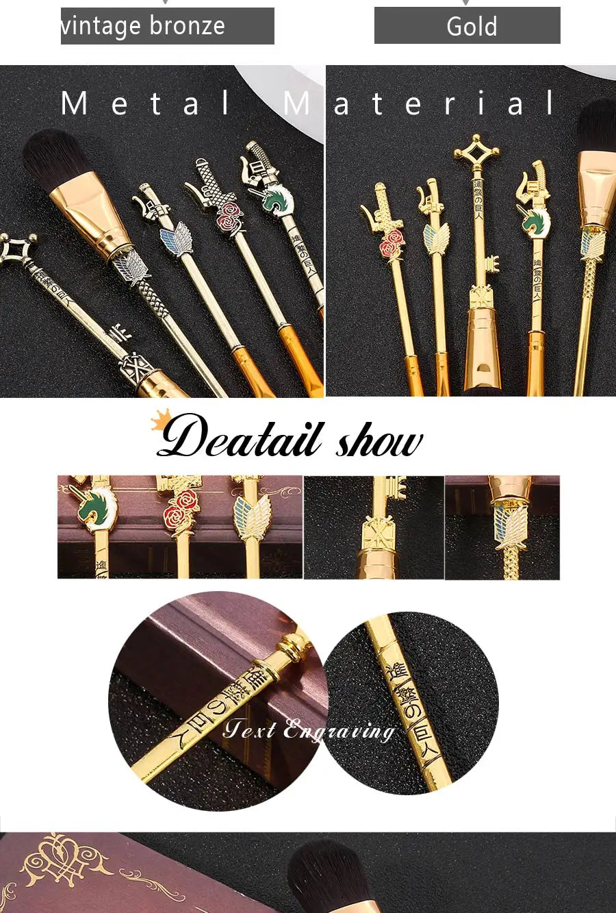 2021 Japan Anime Attack on Titan Makeup Brushes Set Professional Cosmetic Powder Eye Shadow Eyebrow Beauty Make Up Brush Tool