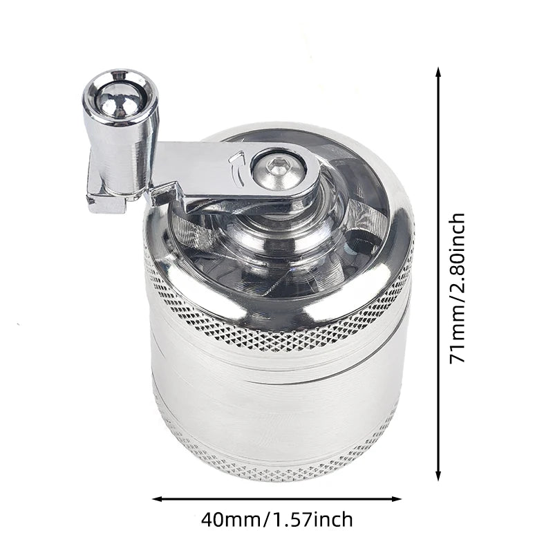 63mm Hand Crank 4 Layers Premium Zinc Alloy Herb Grinders,Grass Grinders,Tobacco Smoking Gadgets, Multifunctional Crusher