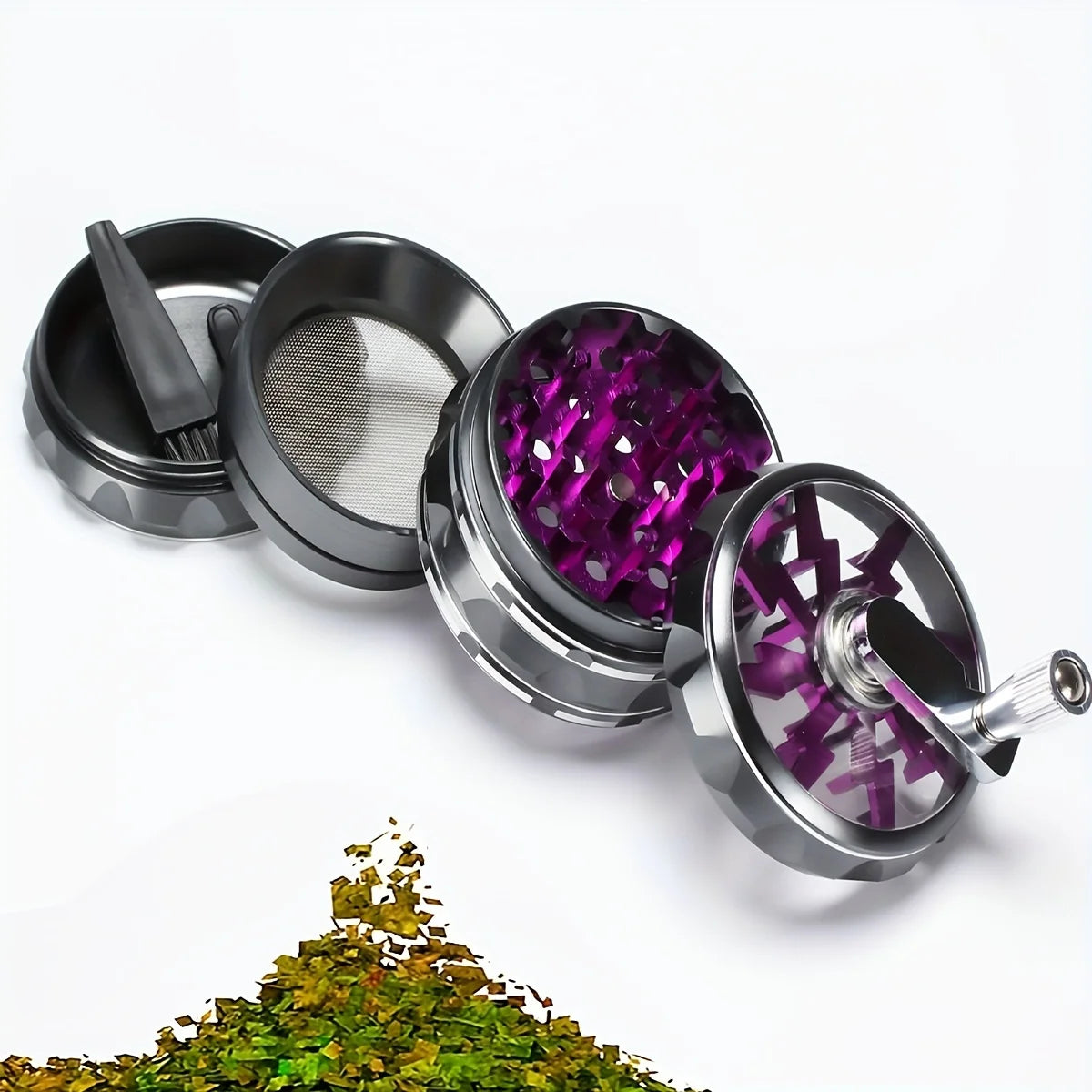 2.5 Inch(65mm)Hand Crank Grinder, Potable Large Grinder With Transparent Top Cover