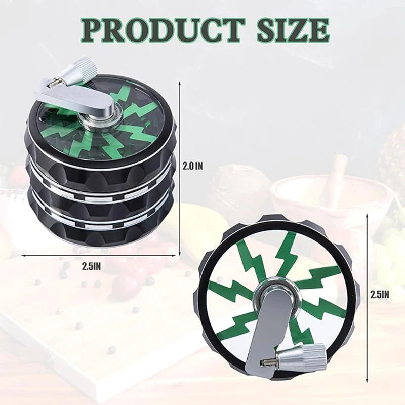 63mm Hand Crank 4 Layers Premium Zinc Alloy Herb Grinders,Grass Grinders,Tobacco Smoking Gadgets, Multifunctional Crusher