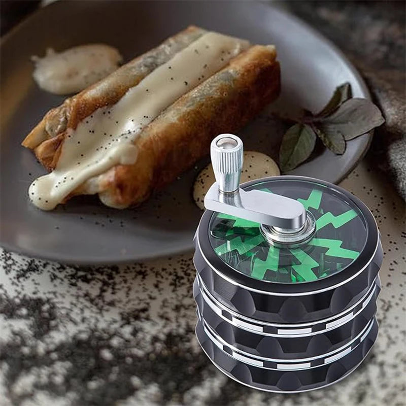 63mm Hand Crank 4 Layers Premium Zinc Alloy Herb Grinders,Grass Grinders,Tobacco Smoking Gadgets, Multifunctional Crusher