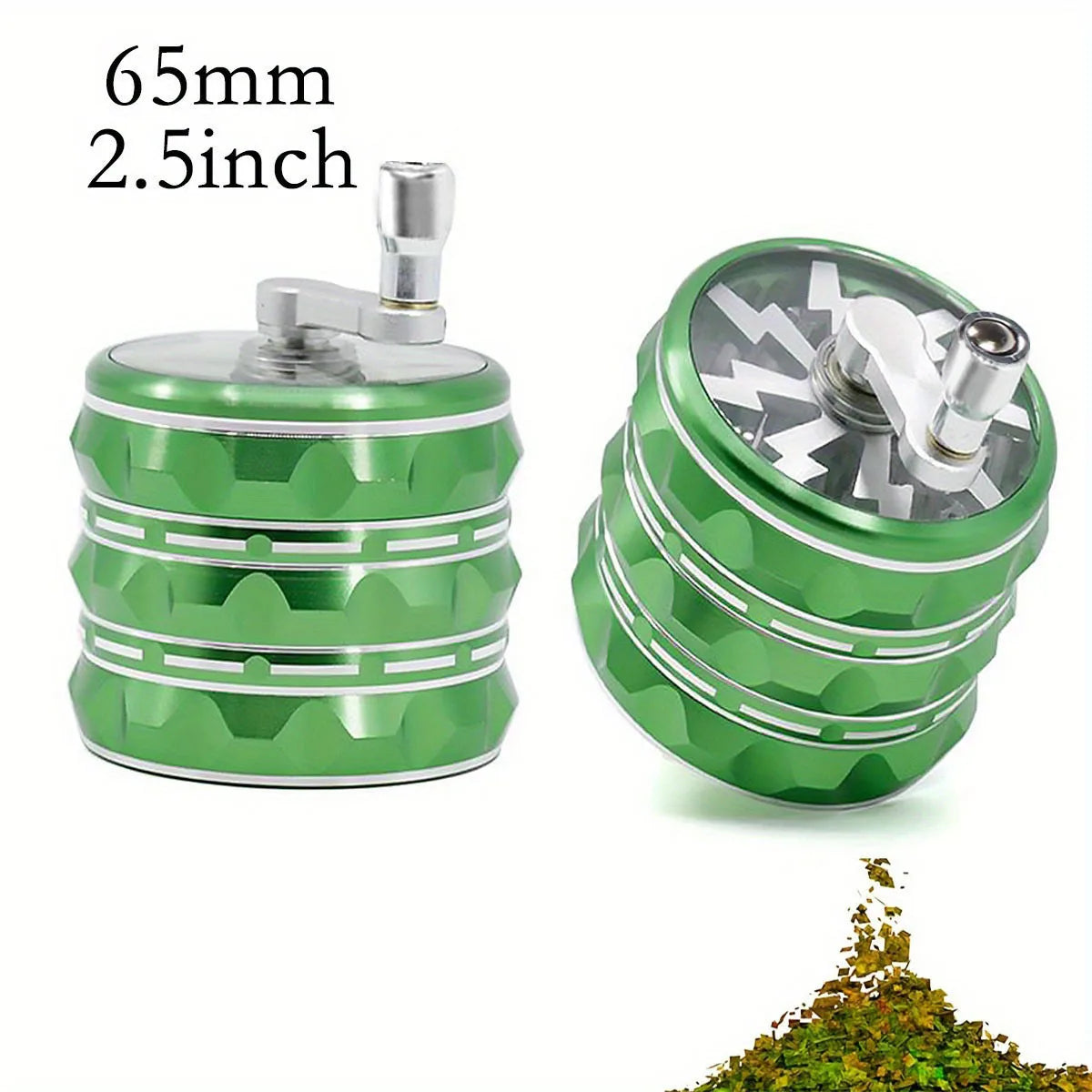 2.5 Inch(65mm)Hand Crank Grinder, Potable Large Grinder With Transparent Top Cover