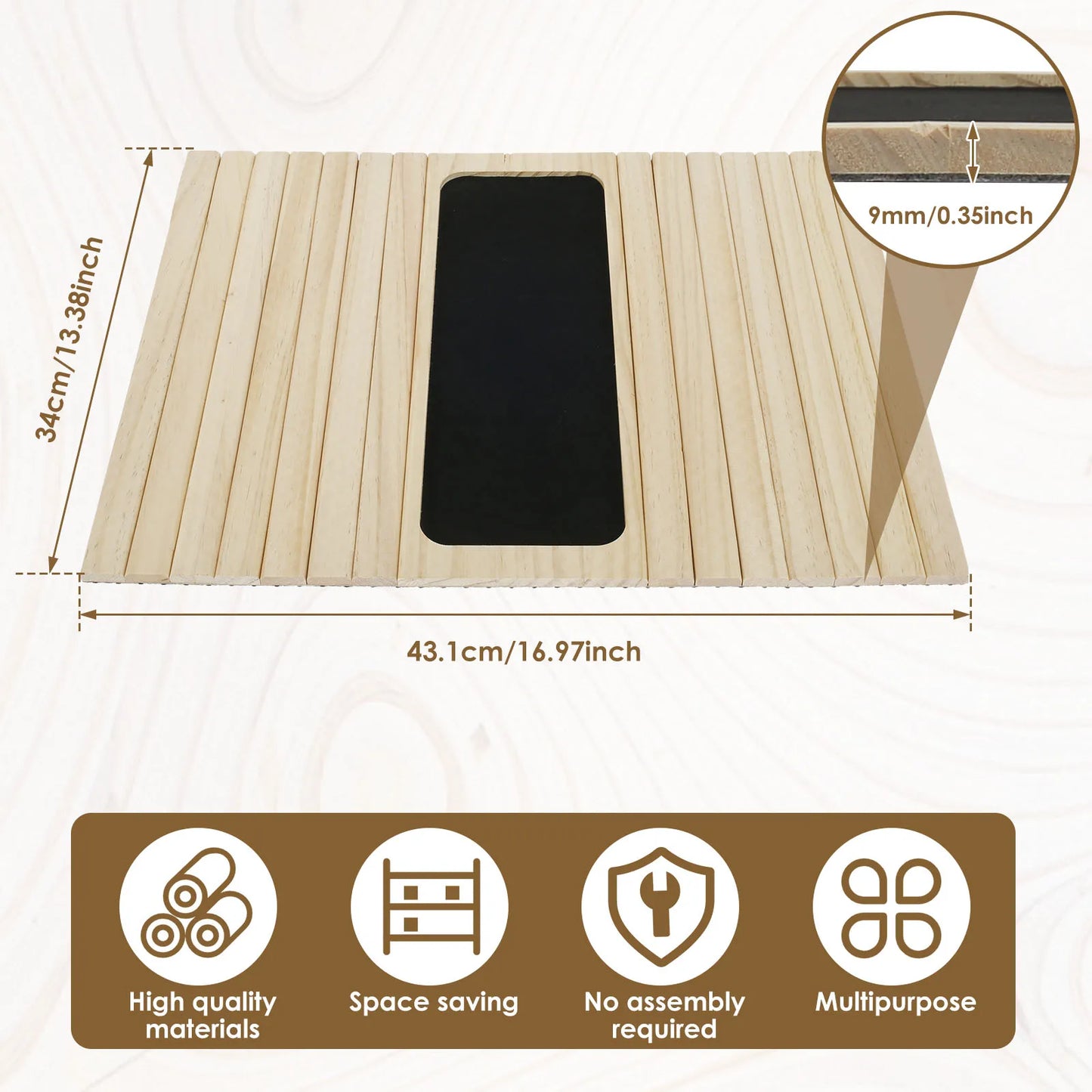 Foldable Wood Sofa Arm Tray Waterproof Table Anti-Slip Armrest Organizer Drink Holder Coaster Living Room Sofa Side Storage Tray