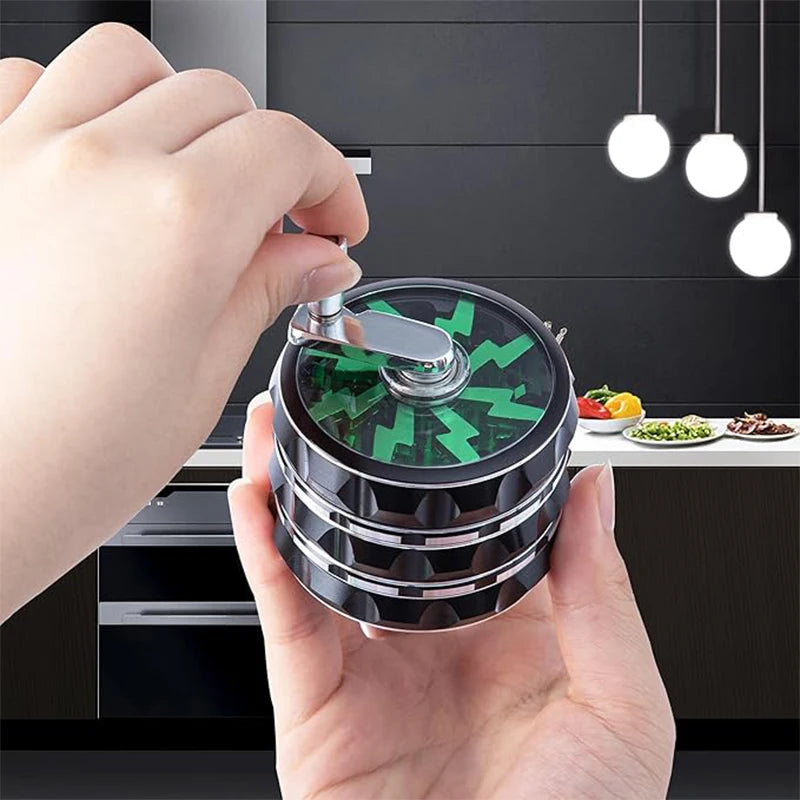 63mm Hand Crank 4 Layers Premium Zinc Alloy Herb Grinders,Grass Grinders,Tobacco Smoking Gadgets, Multifunctional Crusher